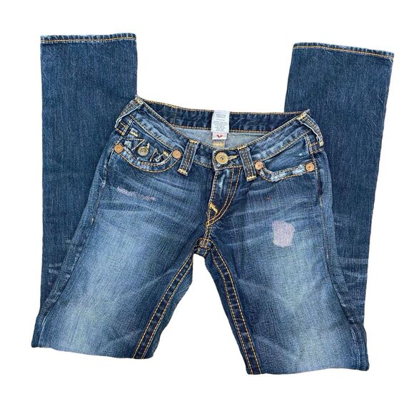 True Religion 80ties Vintage Jeans Sz 26 Women Patch Pockets Leather Tag Bootcu - Picture 7 of 15